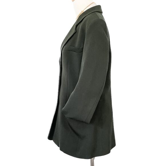 Vintage 90s AKA Eddie Bauer olive green 100% wool jersey knit jacket size 8 M - Picture 2 of 7